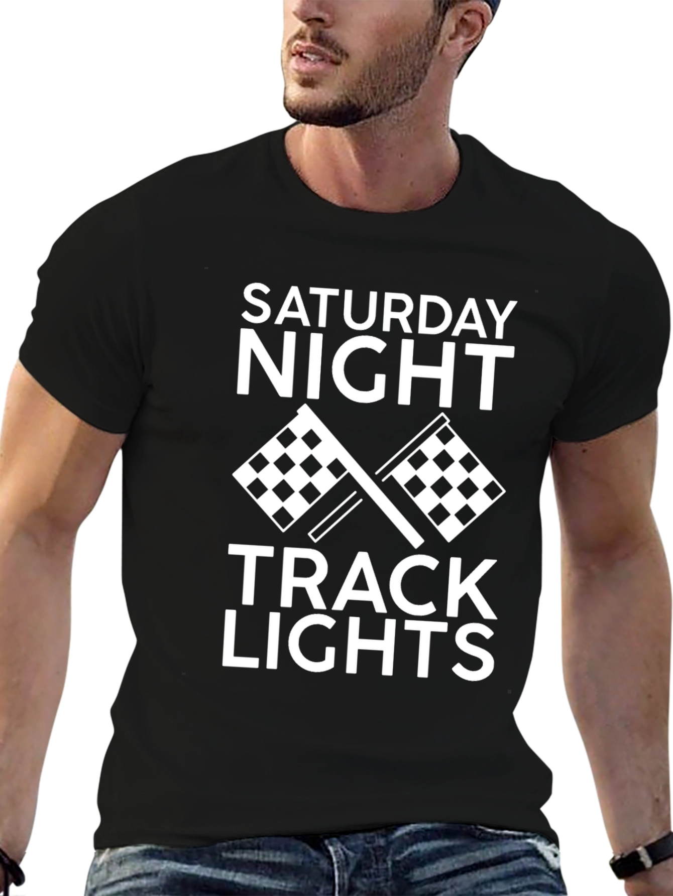 Saturday Night Track Lights Graphic Tee - Black Cotton