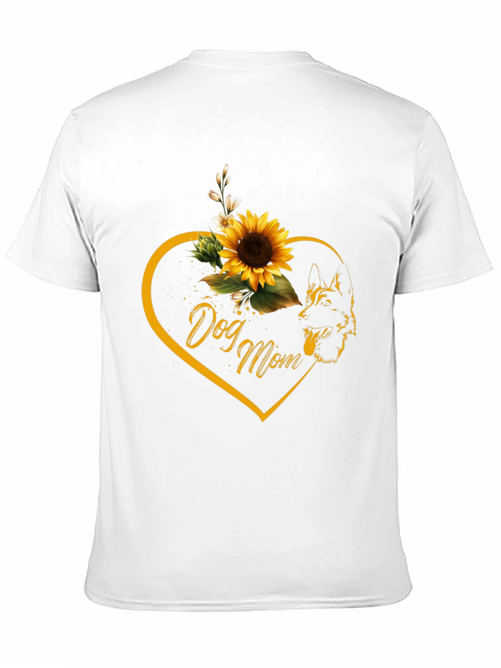 Dog Mom Sunflower Heart Black T-Shirt
