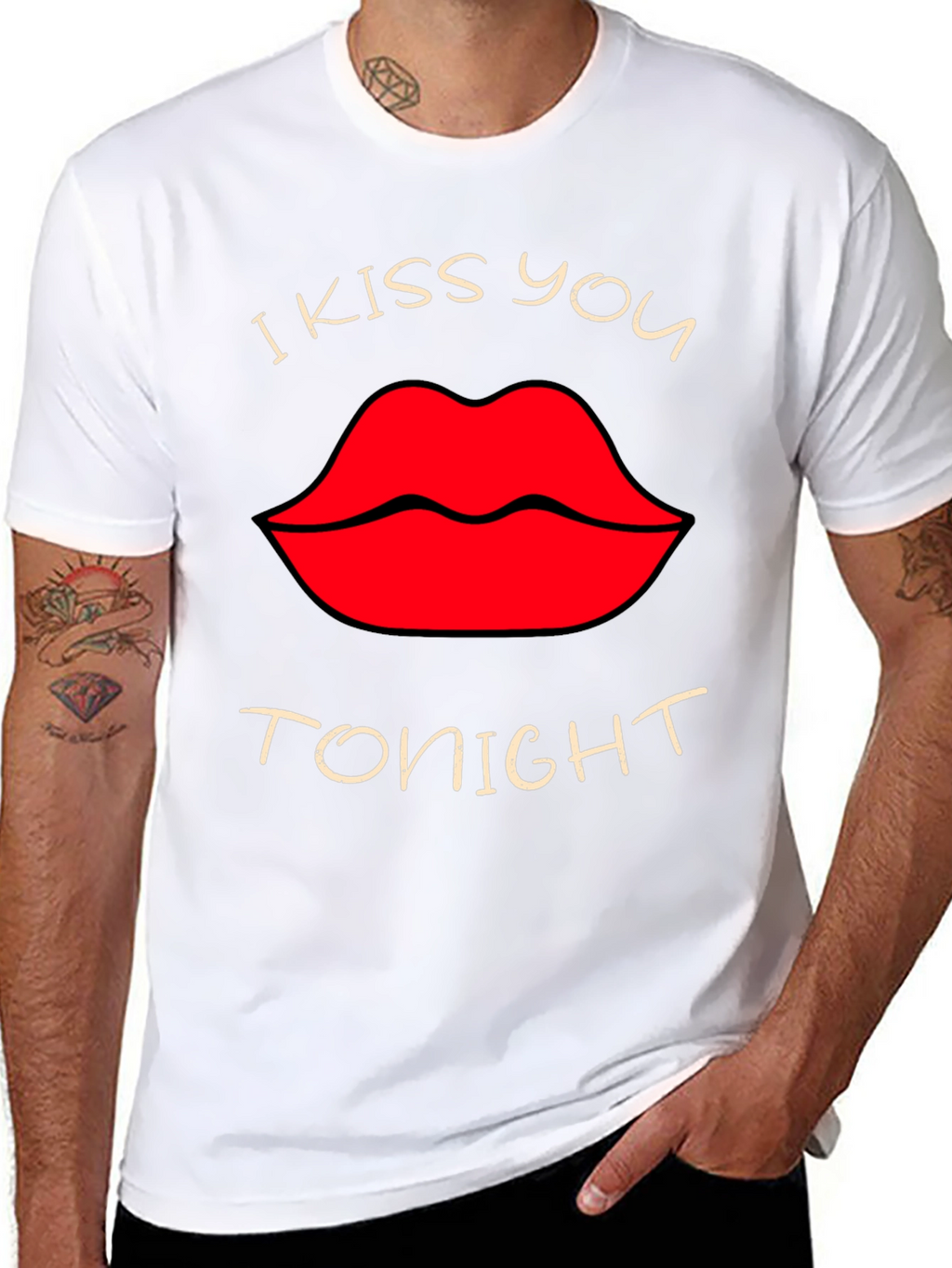 I Kiss You Tonight Graphic T-Shirt - Black