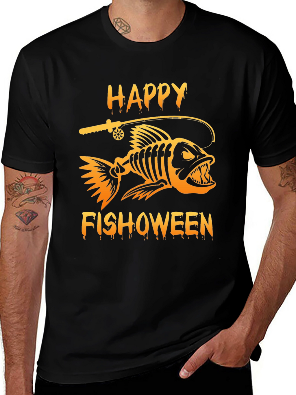 Happy Fishoween Black Graphic Tee