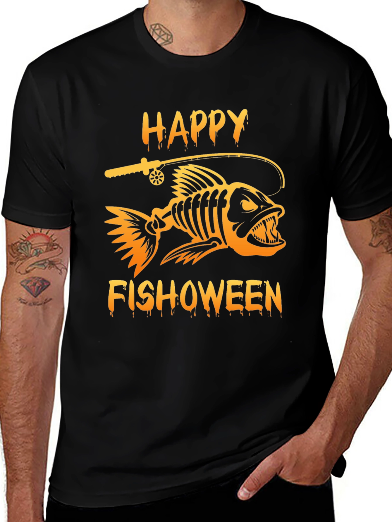 Happy Fishoween Black Graphic Tee