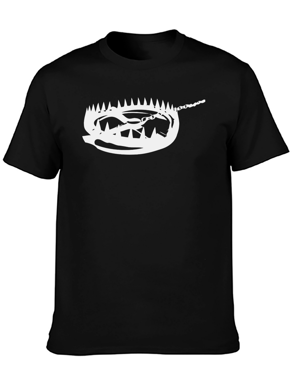 Mens Black Tee with Bear Trap Graphic Print