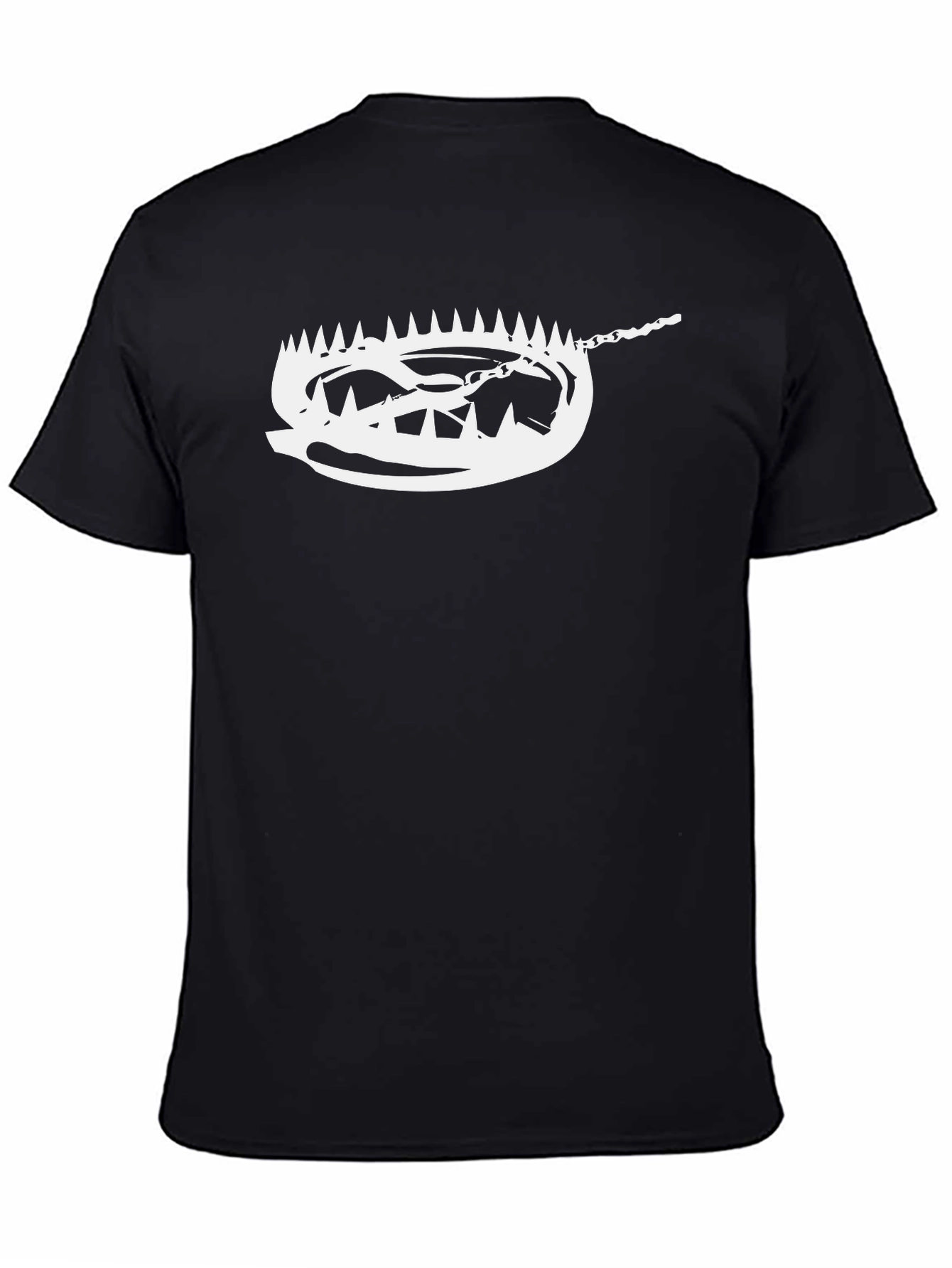 Mens Black Tee with Bear Trap Graphic Print