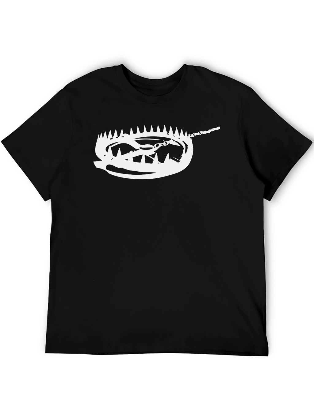 Mens Black Tee with Bear Trap Graphic Print