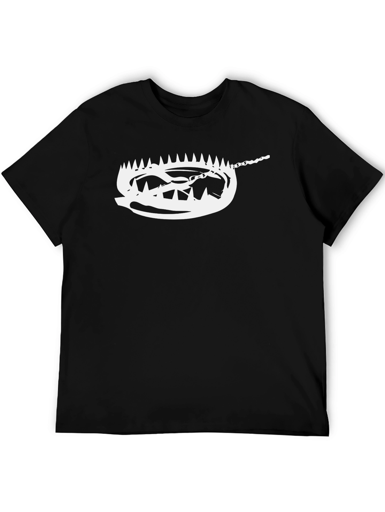 Mens Black Tee with Bear Trap Graphic Print