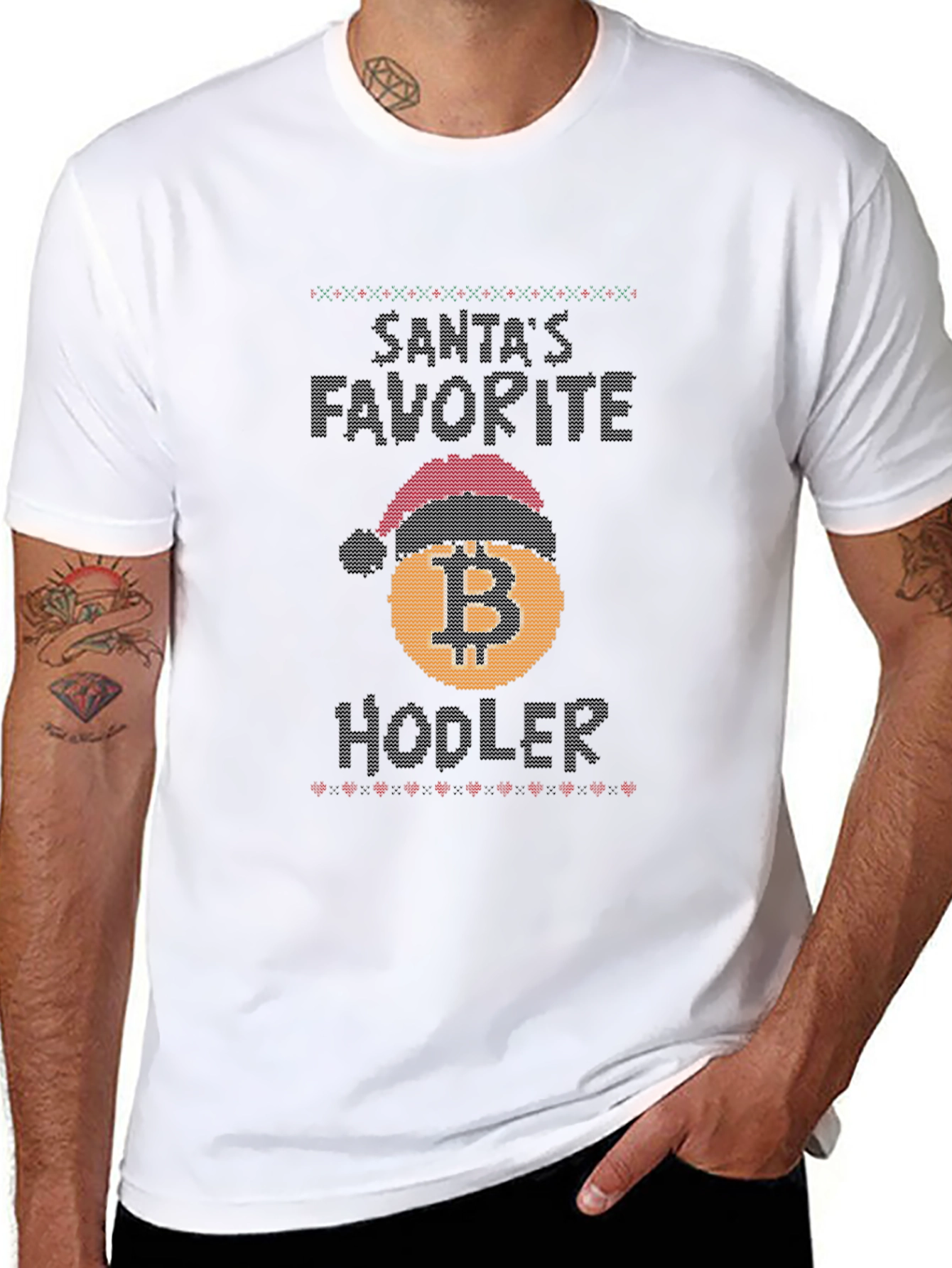 Santas Favorite Hodler Bitcoin Christmas T-Shirt