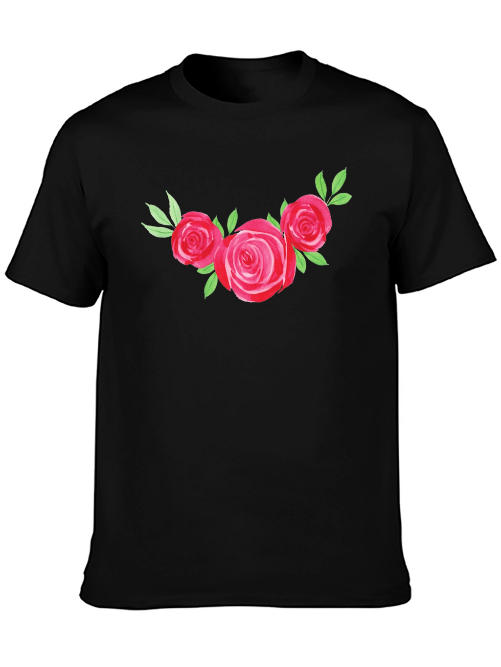 Floral Rose Graphic Tee - Black T-Shirt