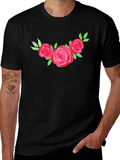 Floral Rose Graphic Tee - Black T-Shirt