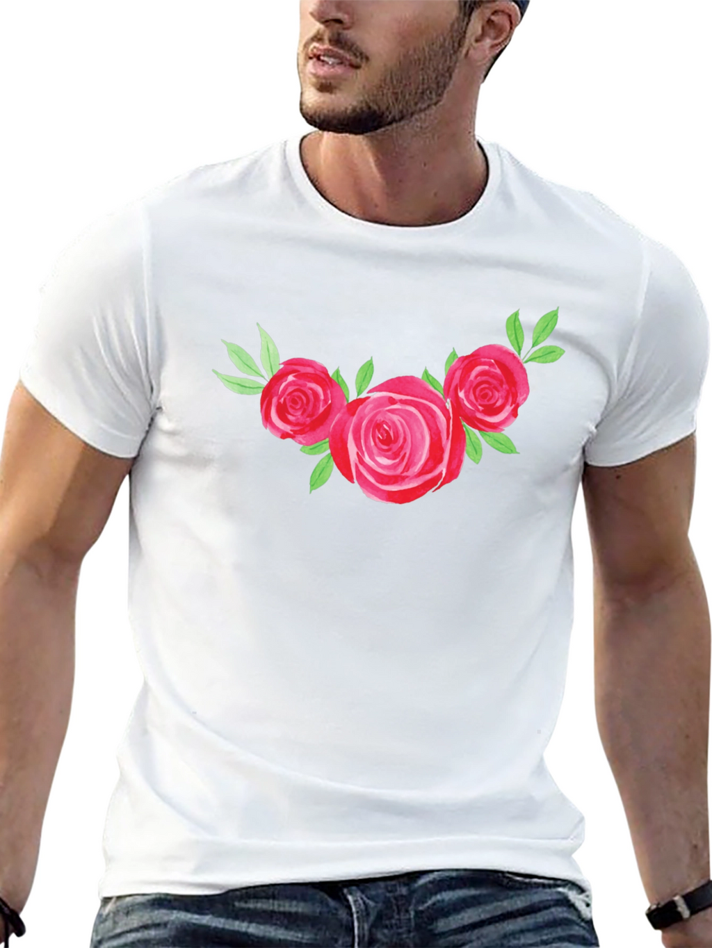Floral Rose Graphic Tee - Black T-Shirt