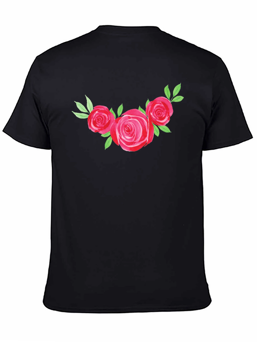 Floral Rose Graphic Tee - Black T-Shirt
