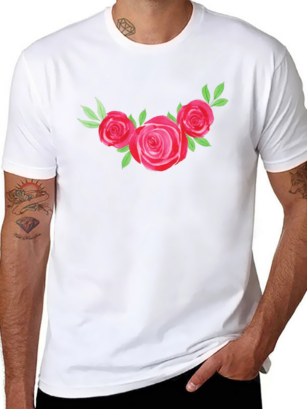 Floral Rose Graphic Tee - Black T-Shirt