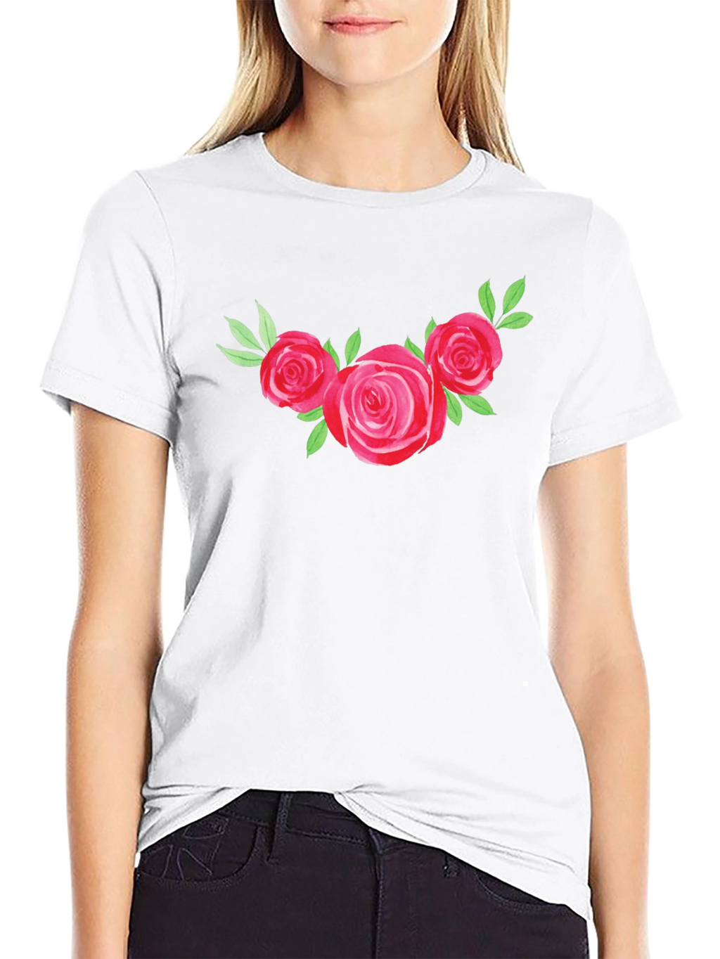 Floral Rose Graphic Tee - Black T-Shirt