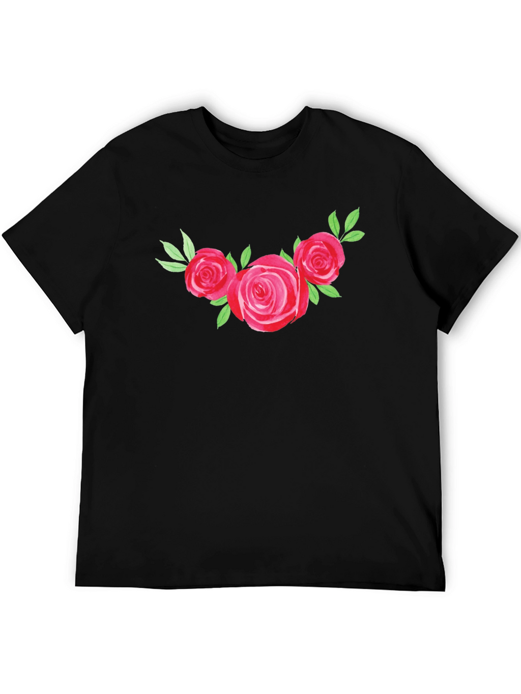 Floral Rose Graphic Tee - Black T-Shirt
