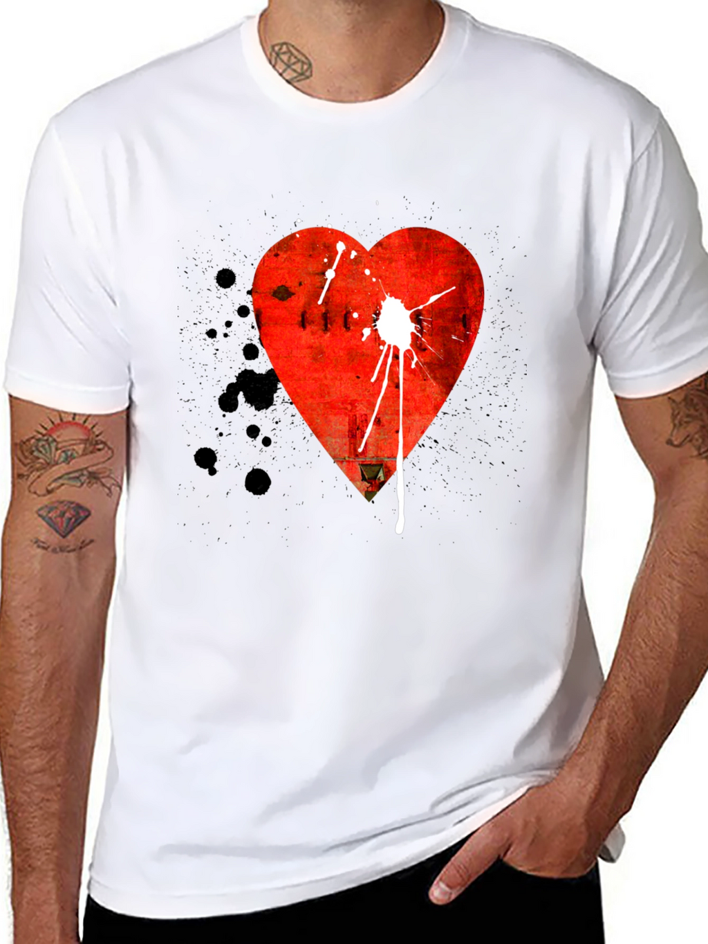 Heart Graphic Tee - Mens Black T-Shirt
