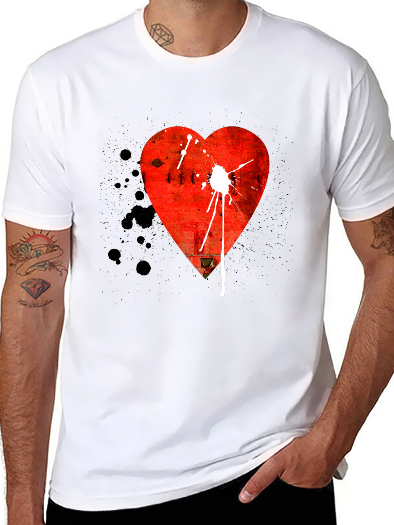 Heart Graphic Tee - Mens Black T-Shirt