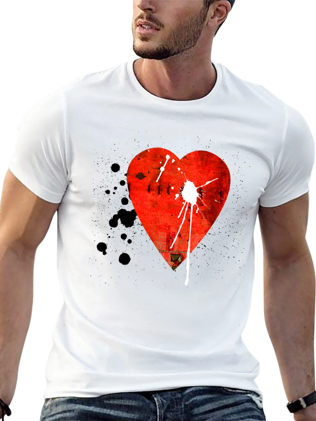 Heart Graphic Tee - Mens Black T-Shirt