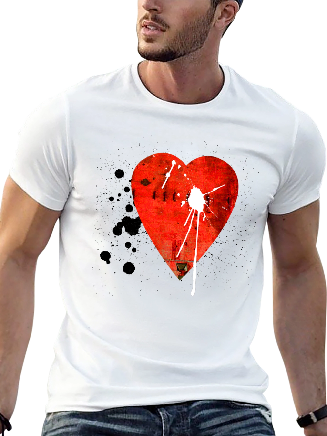 Heart Graphic Tee - Mens Black T-Shirt
