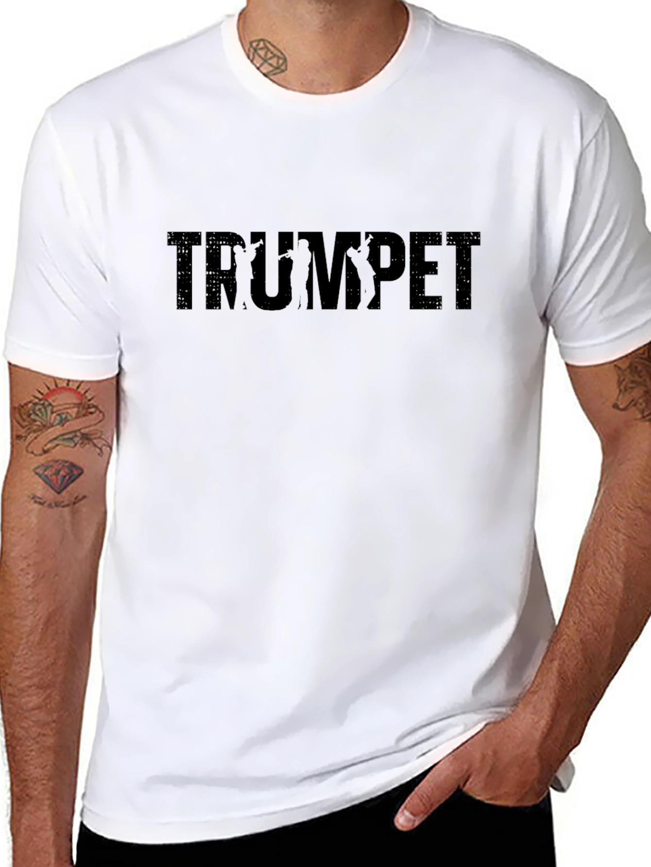 Trumpet Silhouette Graphic Black T-Shirt
