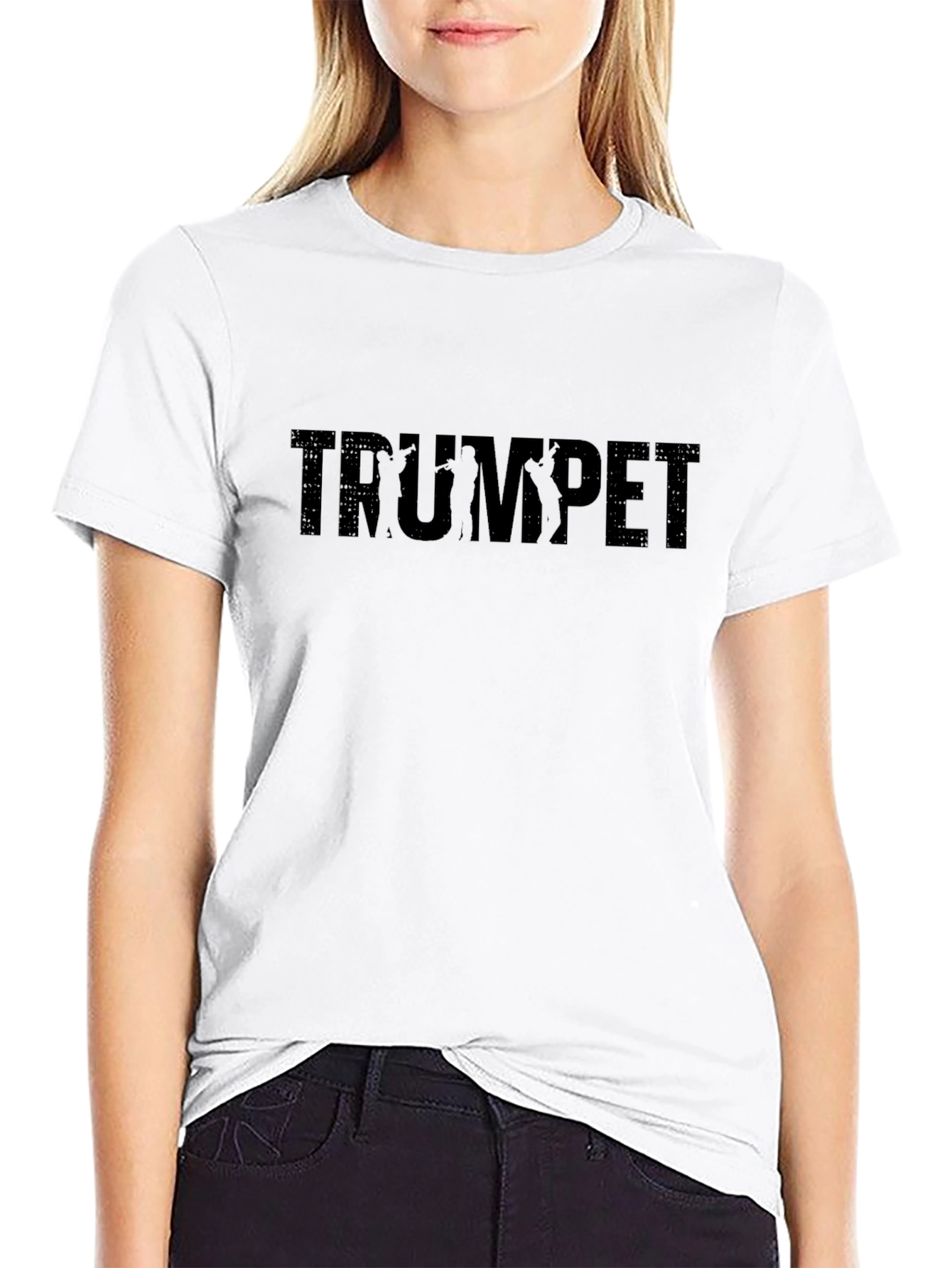 Trumpet Silhouette Graphic Black T-Shirt