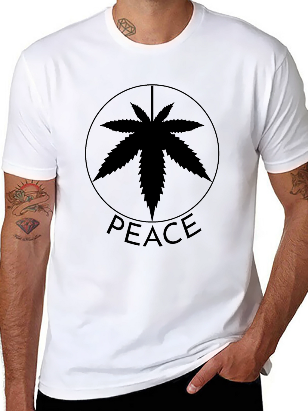 Peace Sign Marijuana Leaf T-Shirt