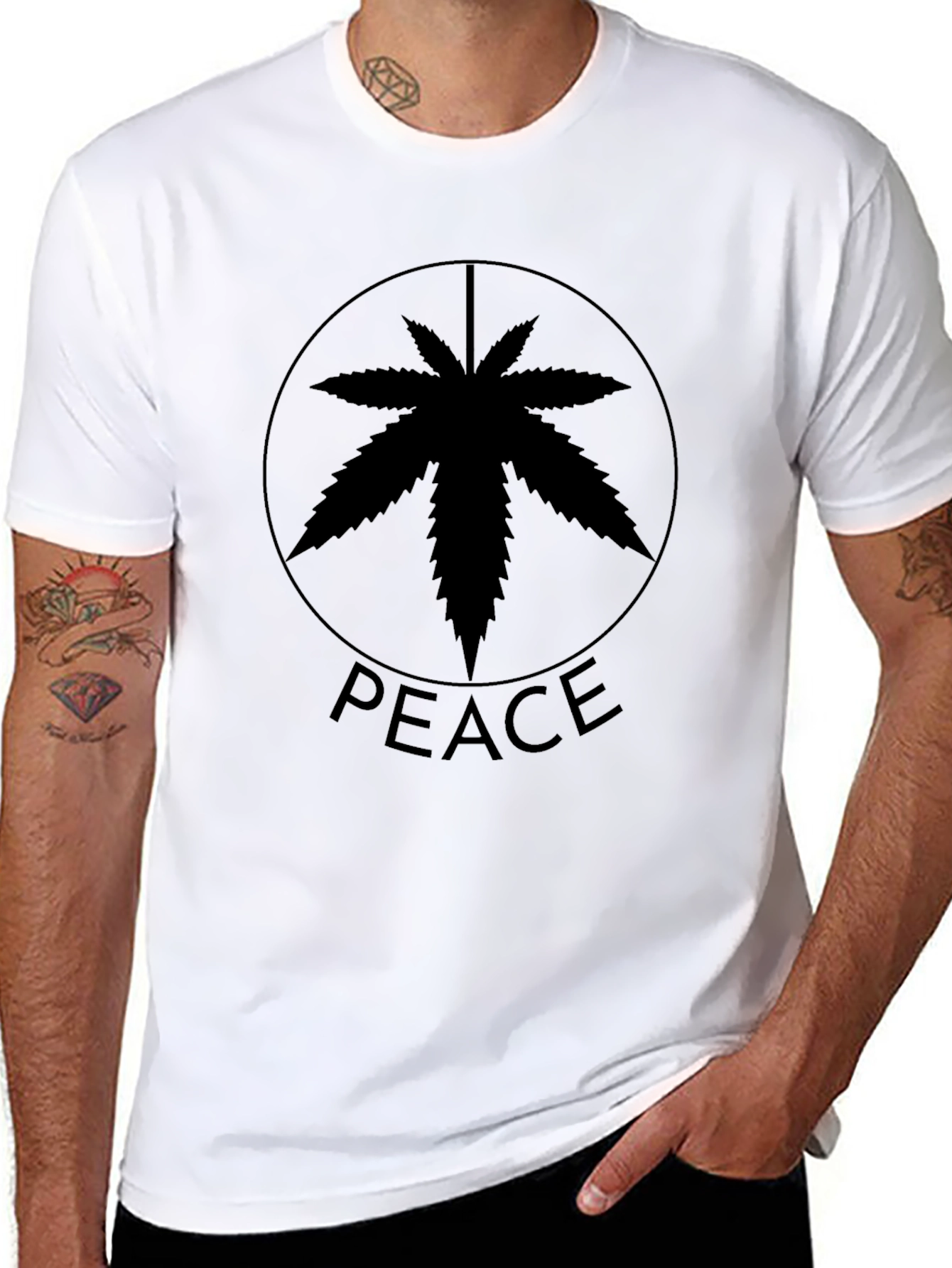 Peace Sign Marijuana Leaf T-Shirt