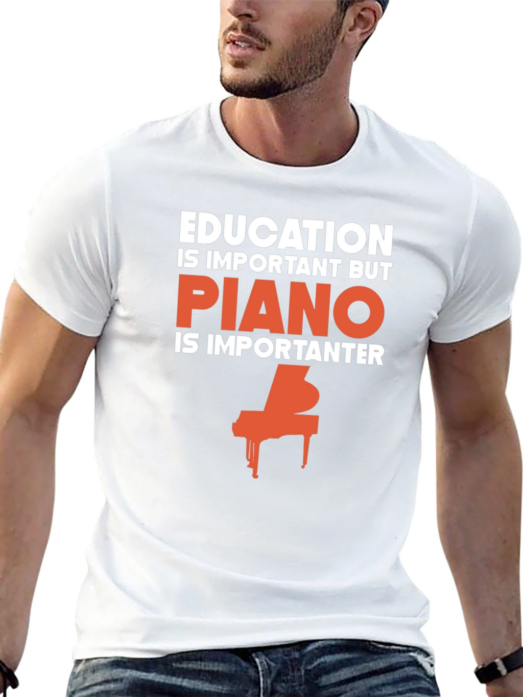 Funny Piano Lover T-Shirt - Education vs. Piano