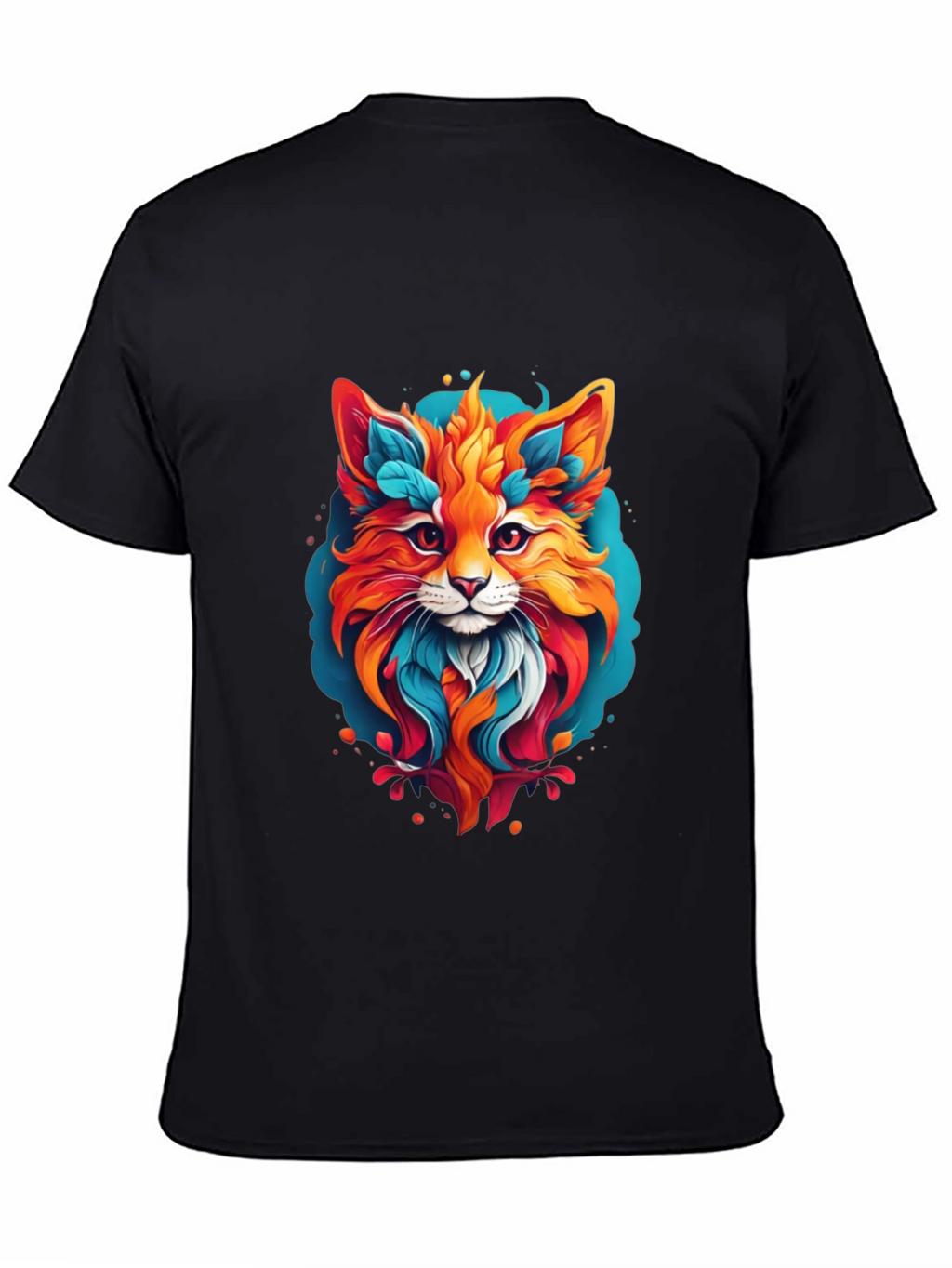 Vibrant Fox Graphic Black T-Shirt