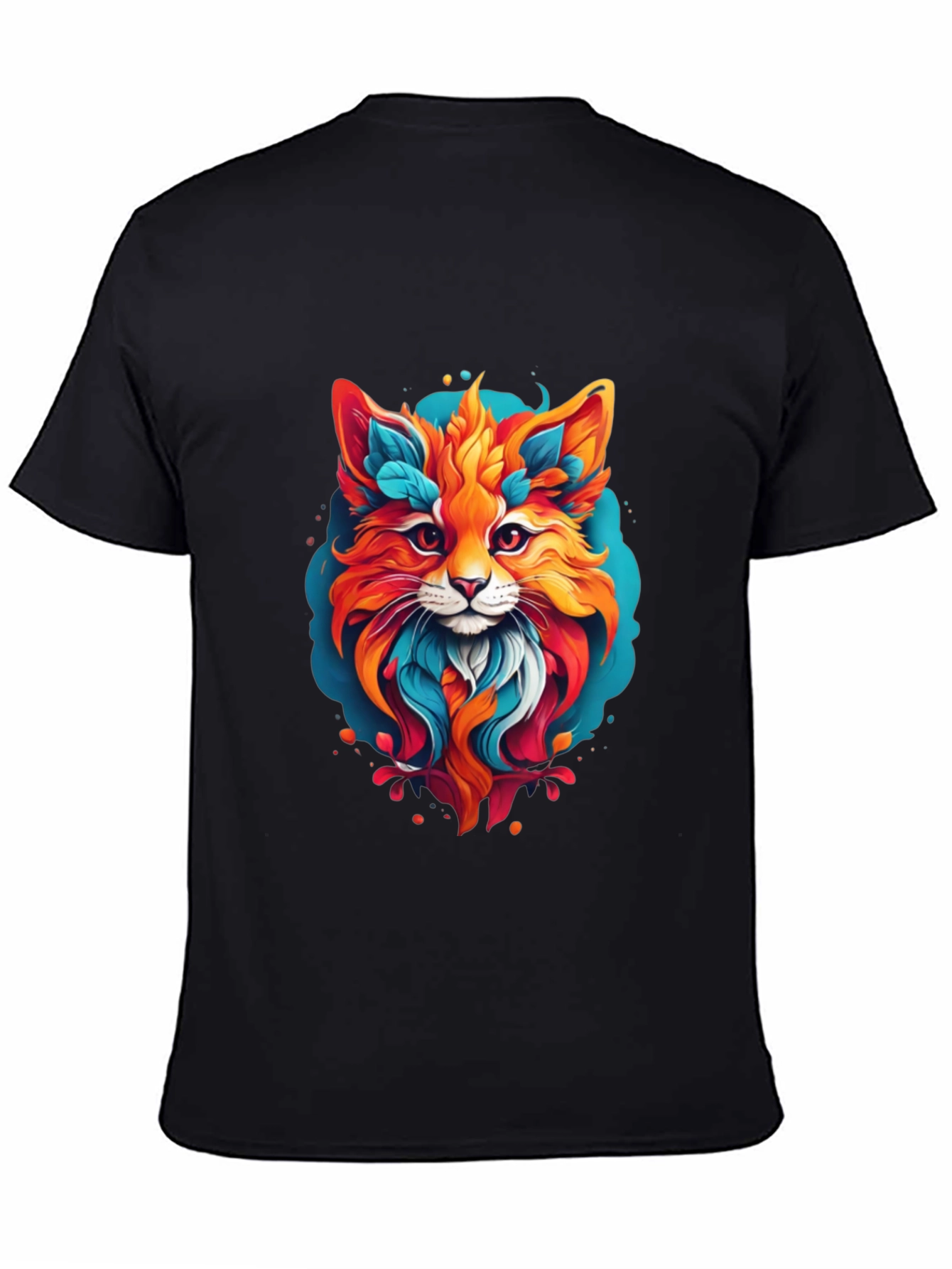 Vibrant Fox Graphic Black T-Shirt