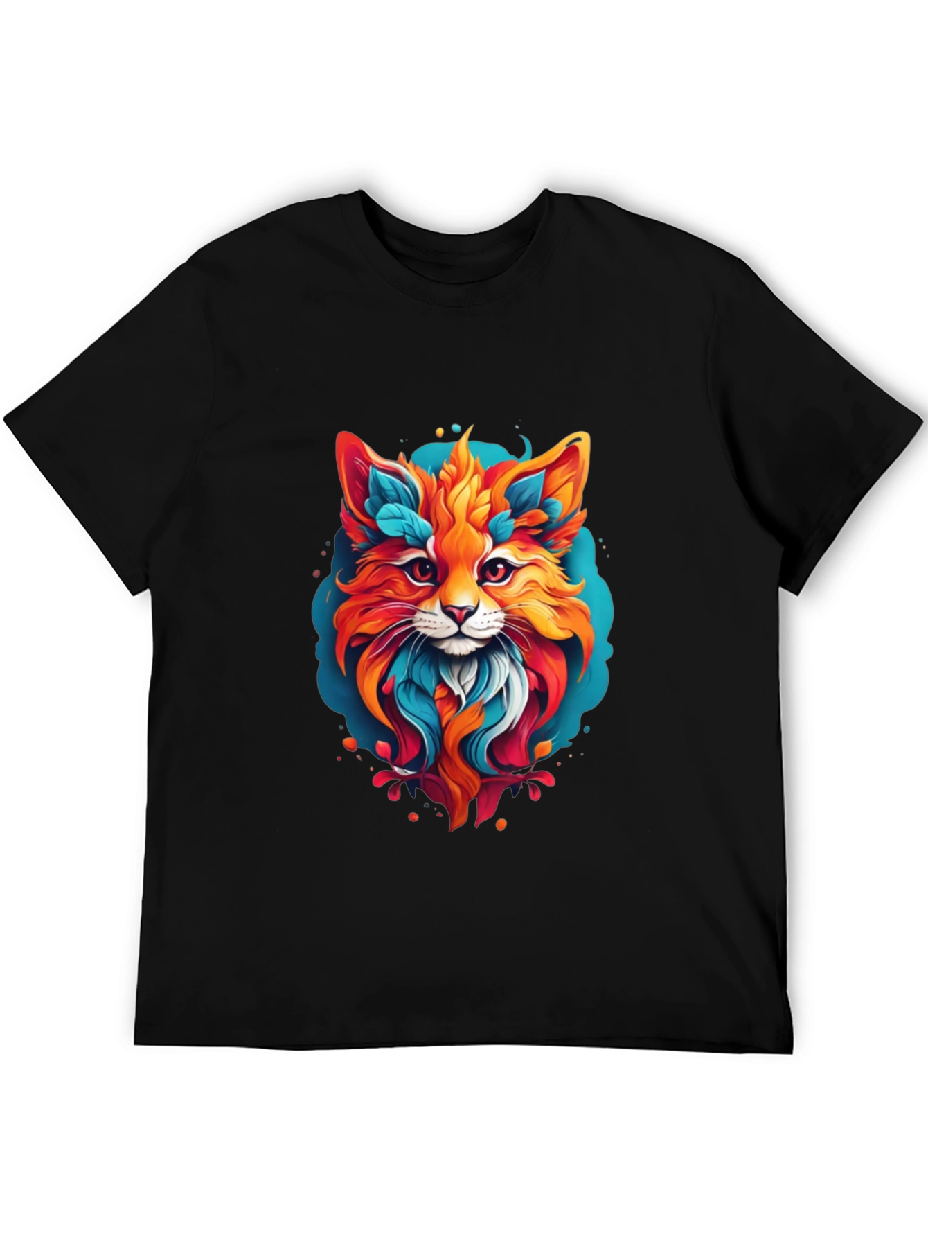 Vibrant Fox Graphic Black T-Shirt