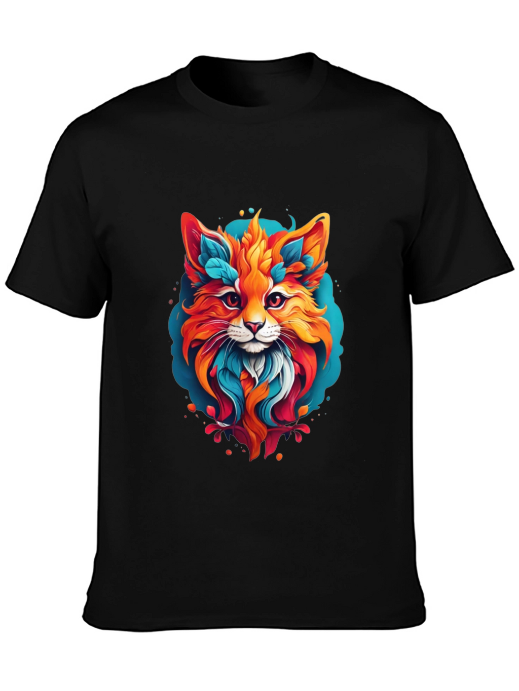 Vibrant Fox Graphic Black T-Shirt