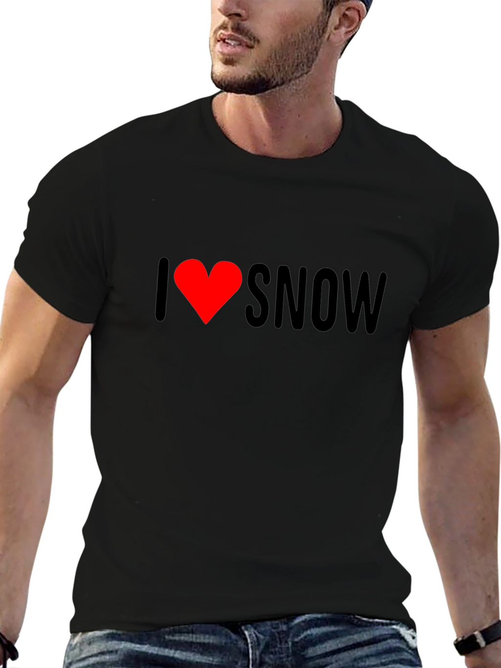 I Love Snow Graphic Tee - Stylish Black T-Shirt