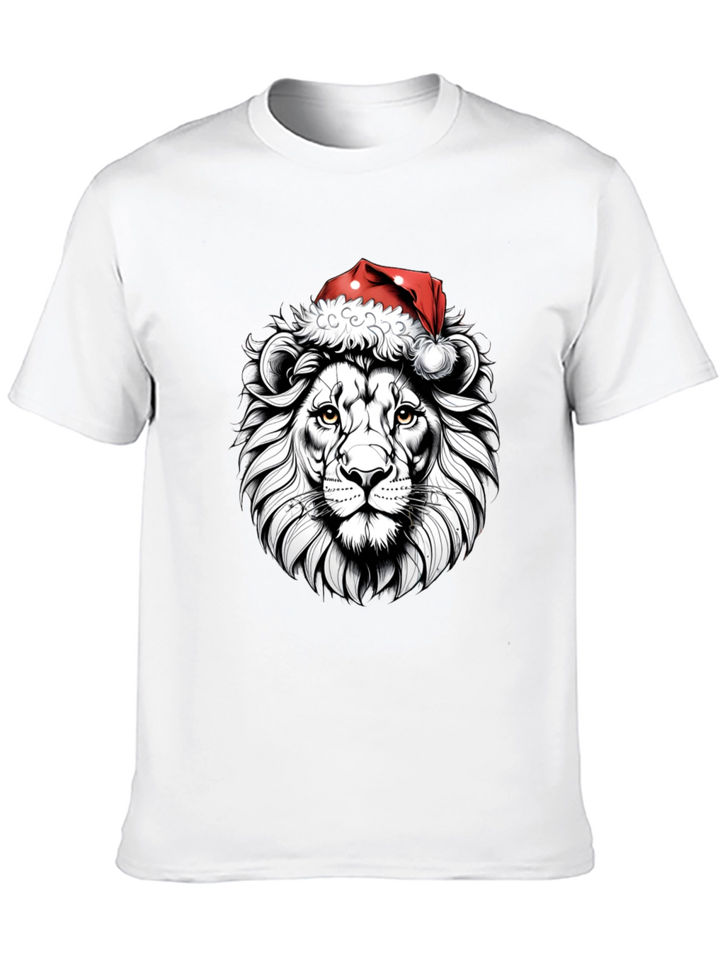 Lion Santa Hat Graphic Tee - Black