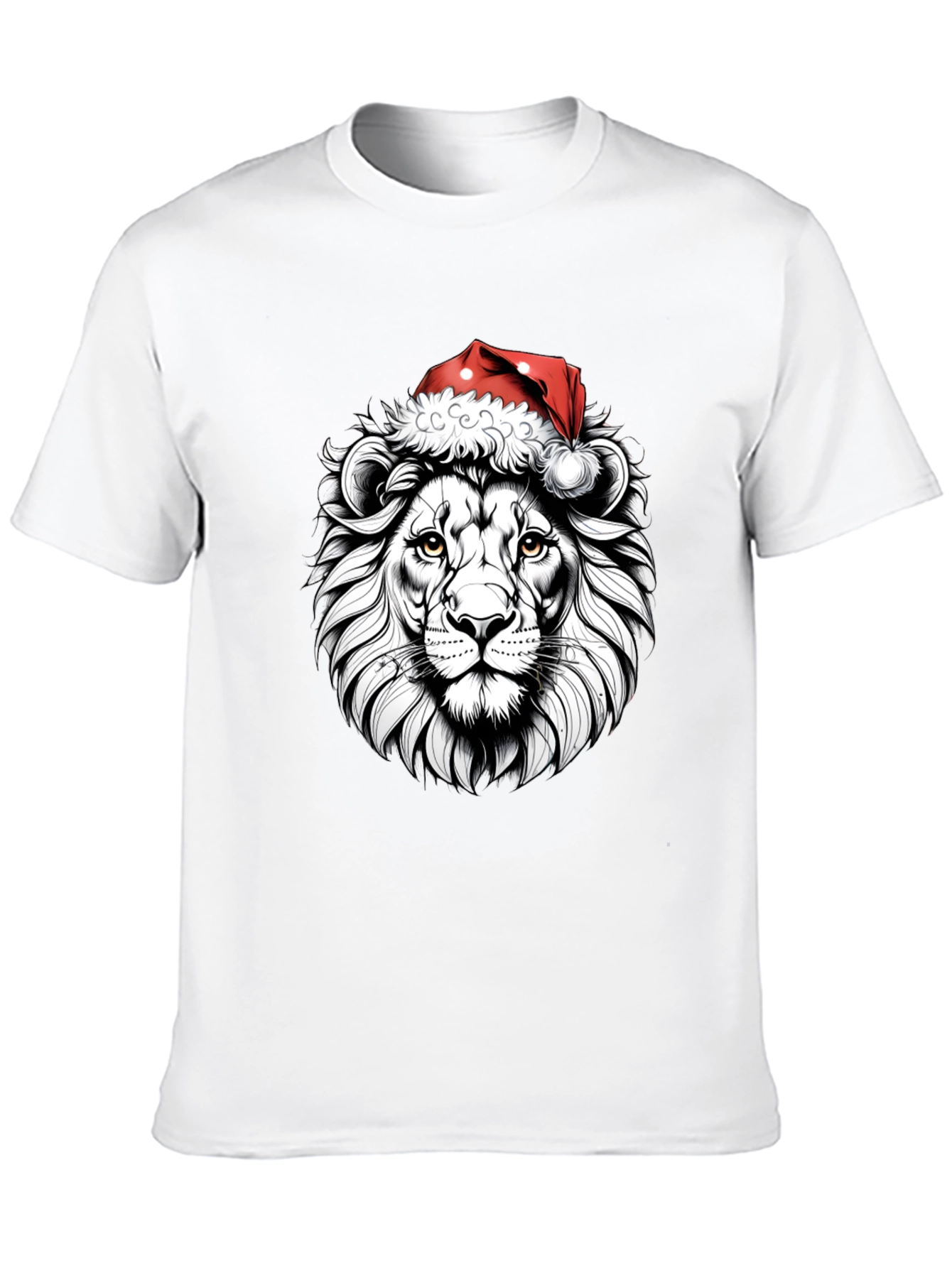 Lion Santa Hat Graphic Tee - Black