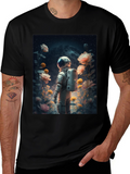 Astronaut in Floral Space T-Shirt