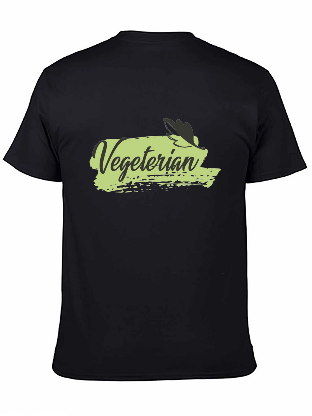 Vegetarian T-Shirt Black Cotton Crew Neck Casual Wear