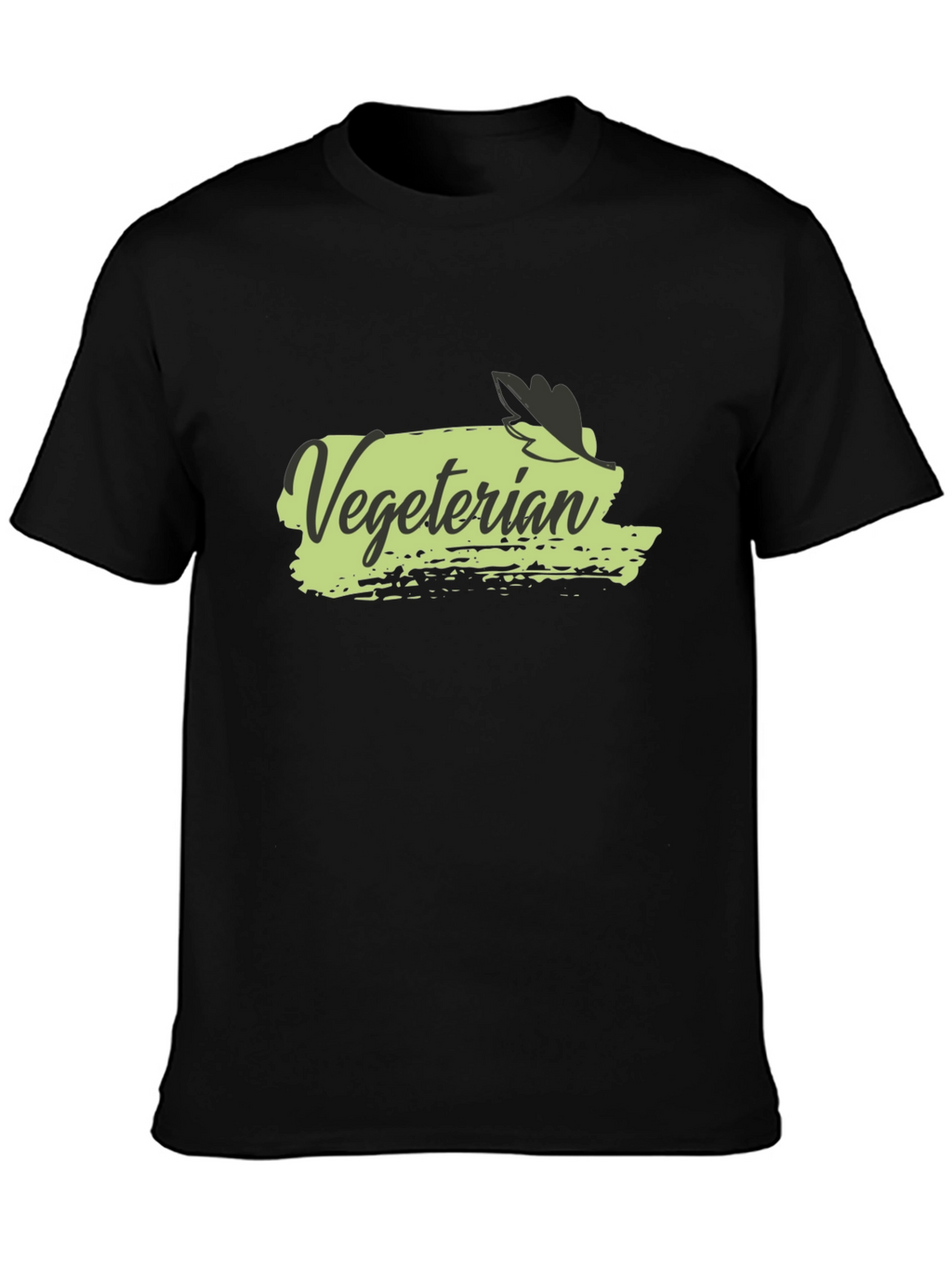 Vegetarian T-Shirt Black Cotton Crew Neck Casual Wear