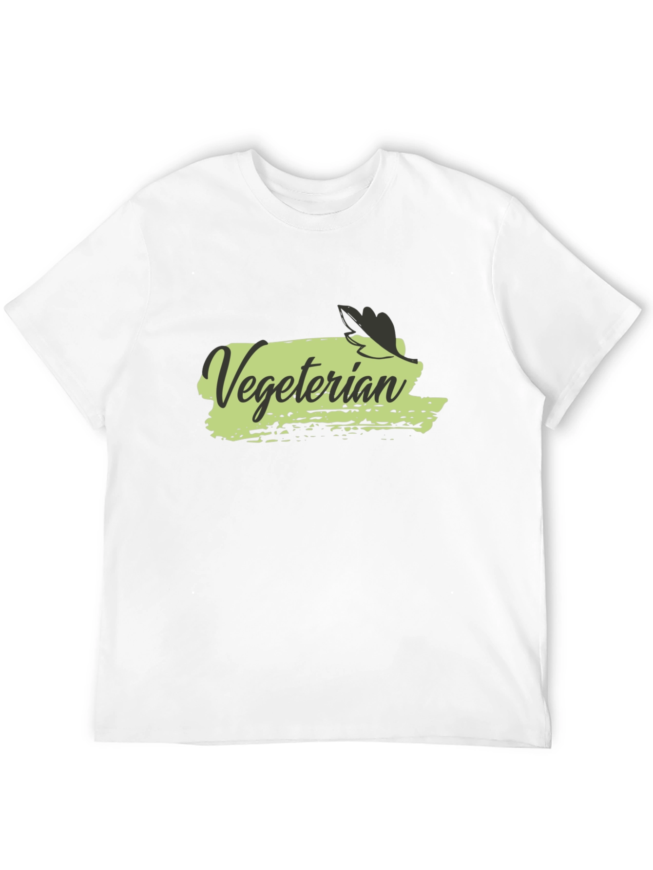 Vegetarian T-Shirt Black Cotton Crew Neck Casual Wear