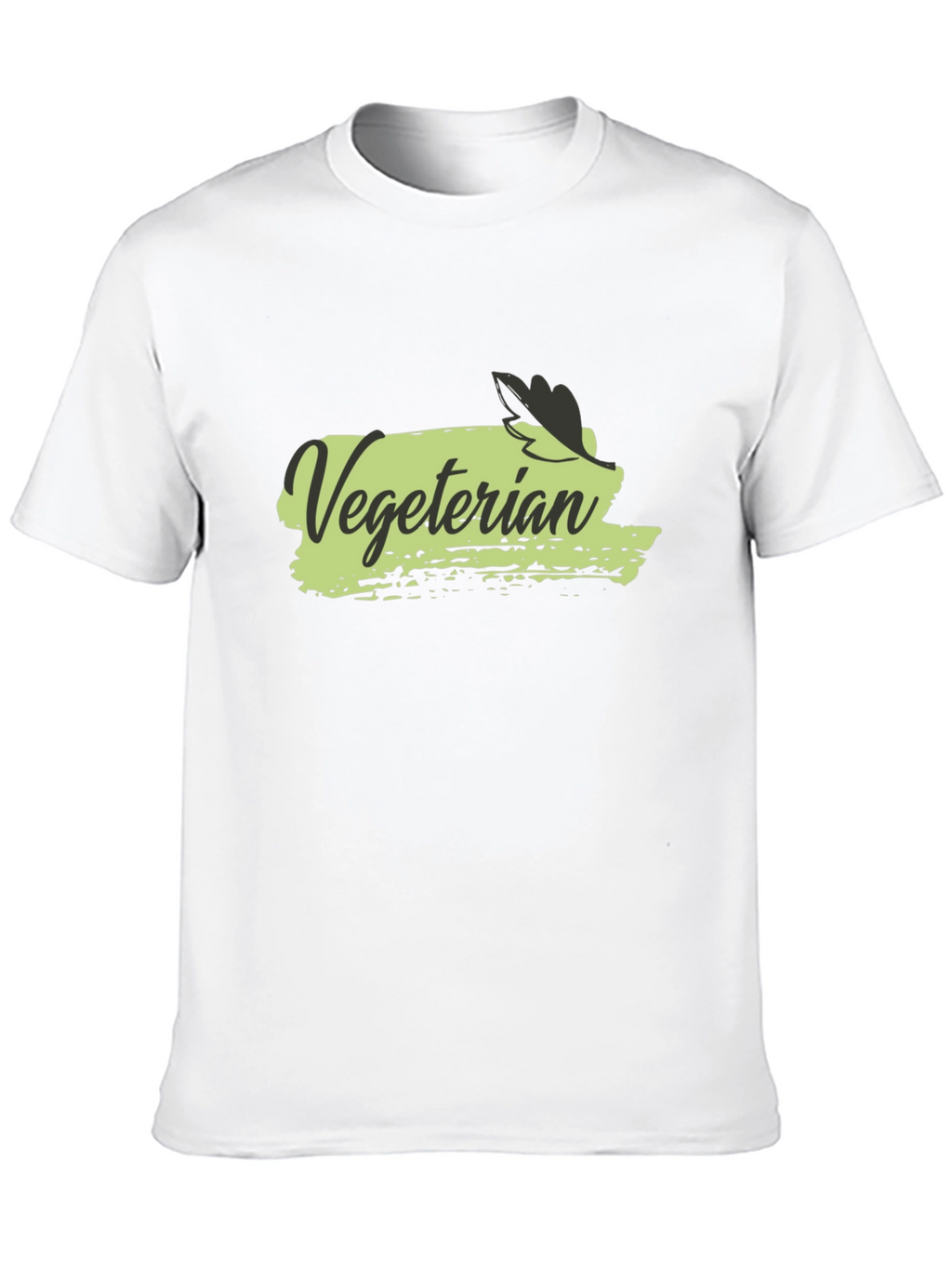 Vegetarian T-Shirt Black Cotton Crew Neck Casual Wear