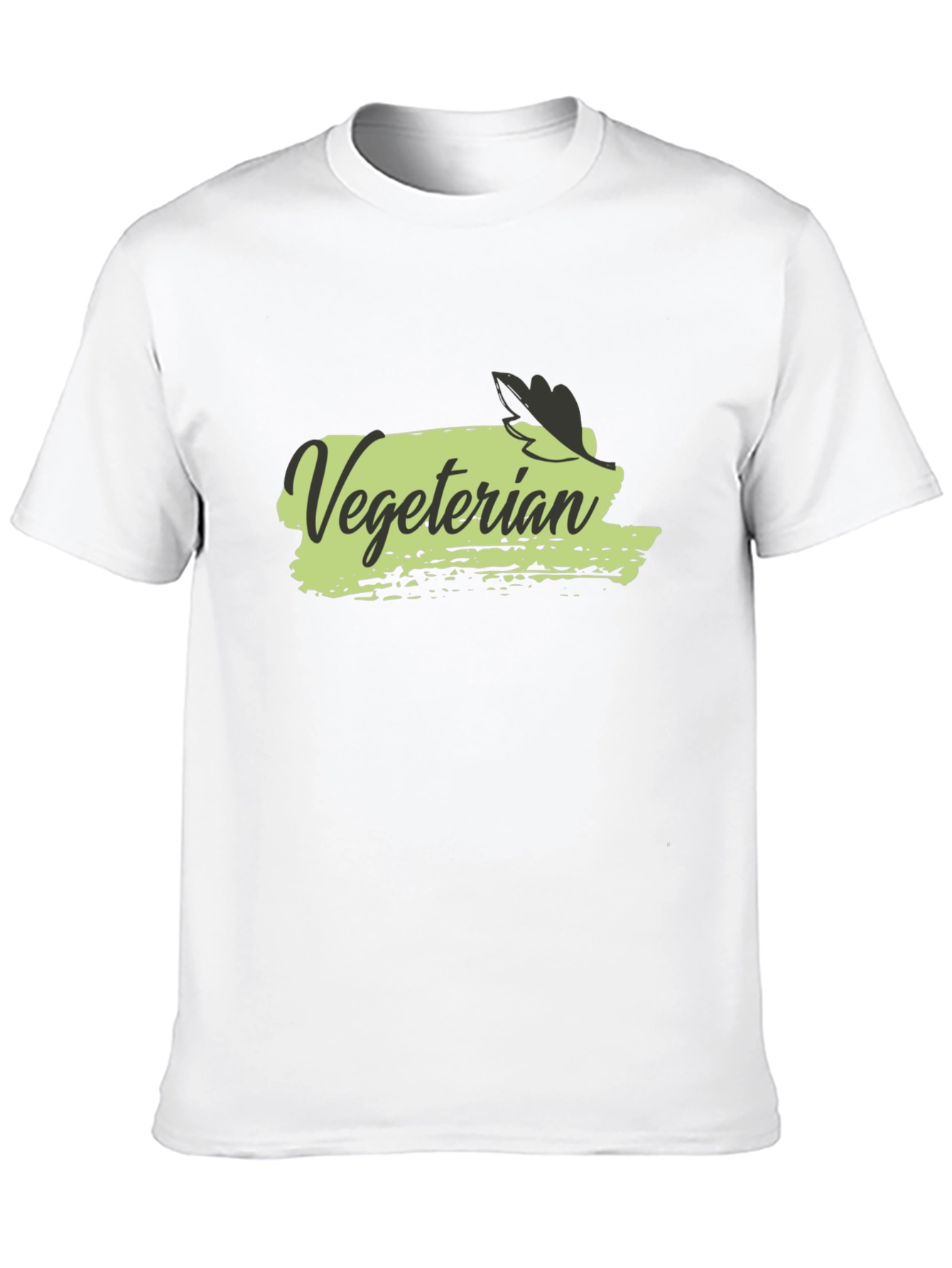 Vegetarian T-Shirt Black Cotton Crew Neck Casual Wear