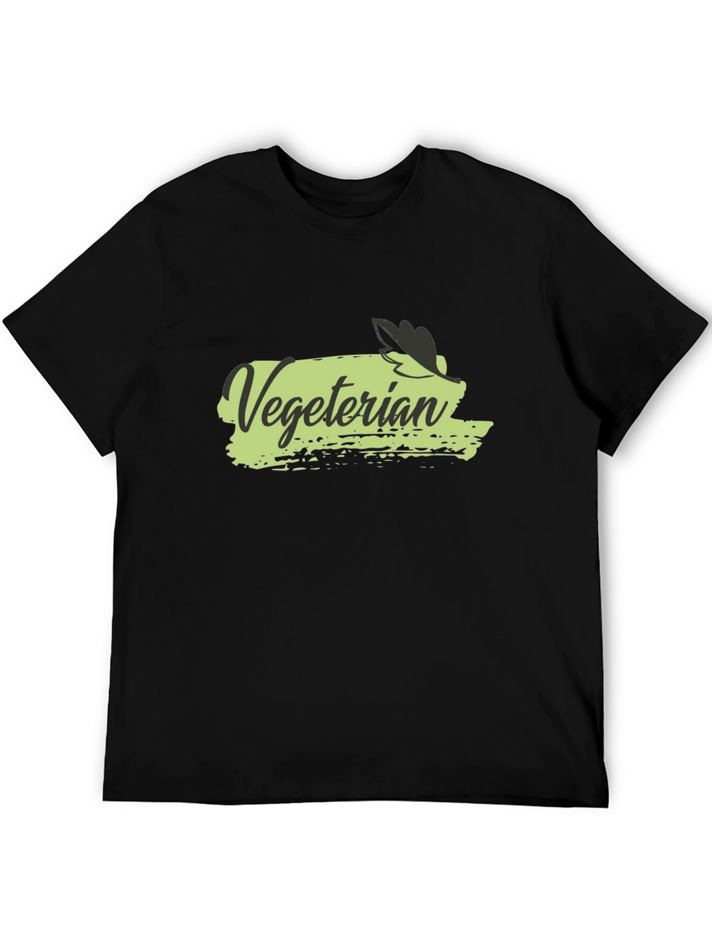 Vegetarian T-Shirt Black Cotton Crew Neck Casual Wear