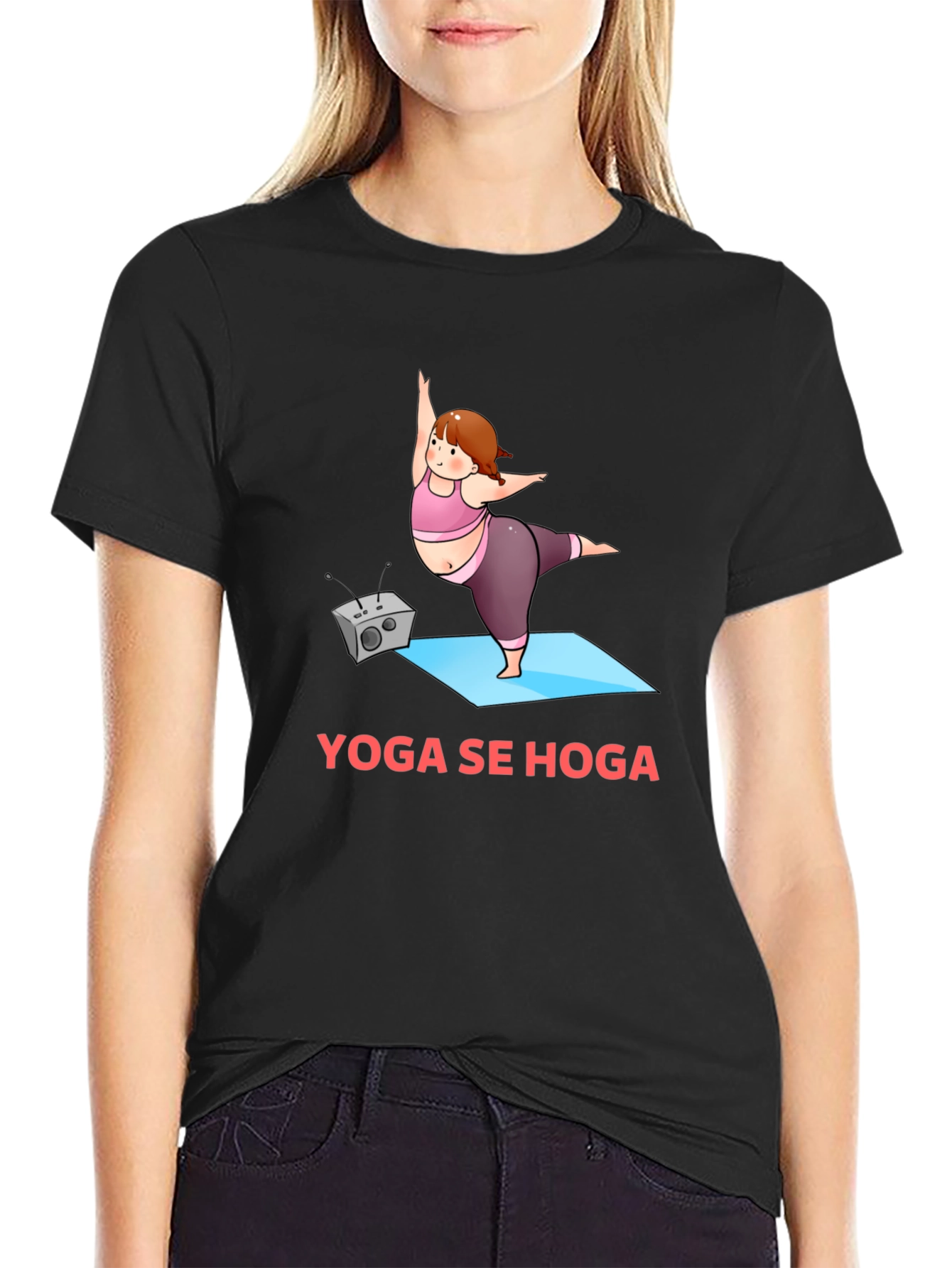 Yoga Se Hoga Graphic Tee - Black Cotton Blend T-Shirt