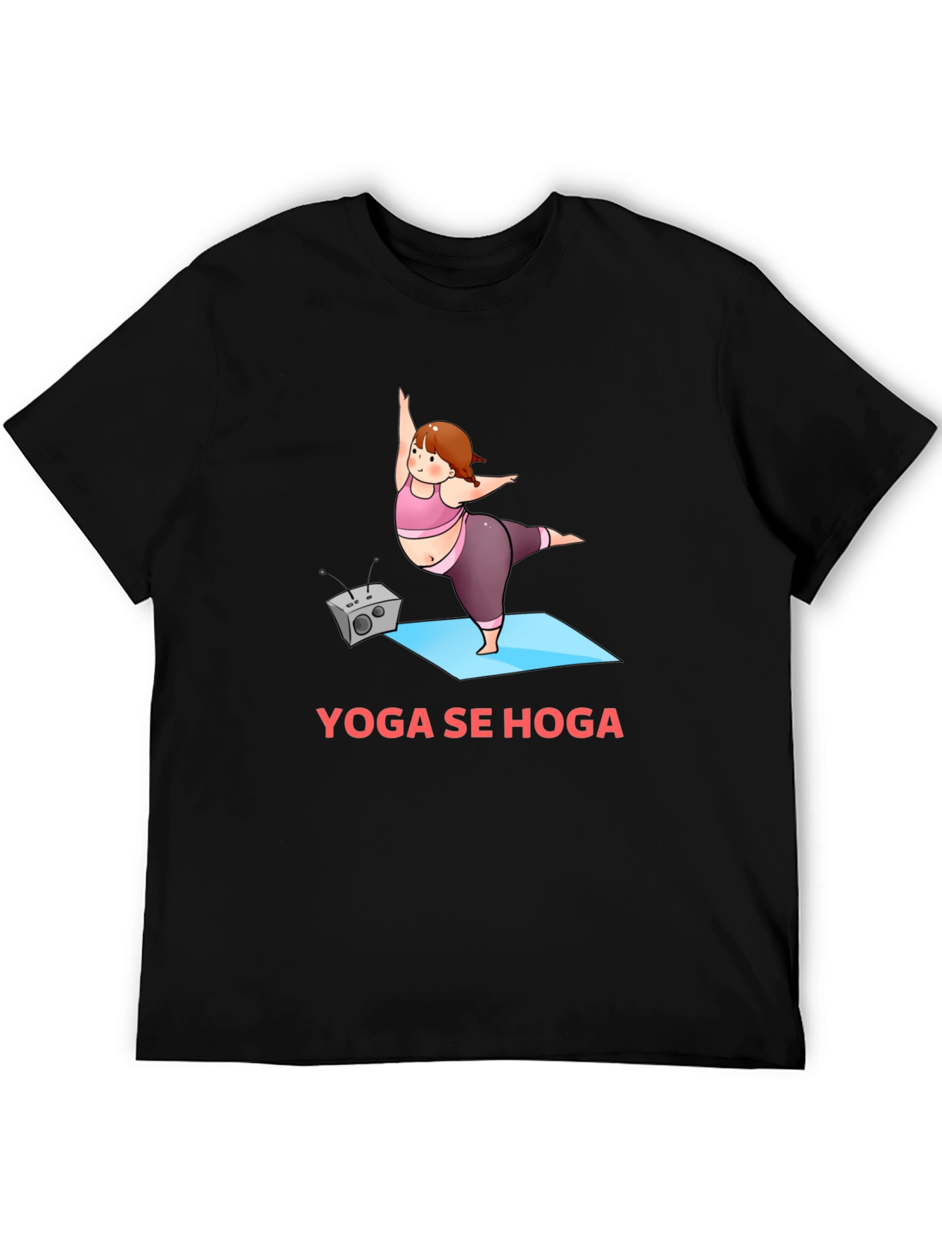 Yoga Se Hoga Graphic Tee - Black Cotton Blend T-Shirt