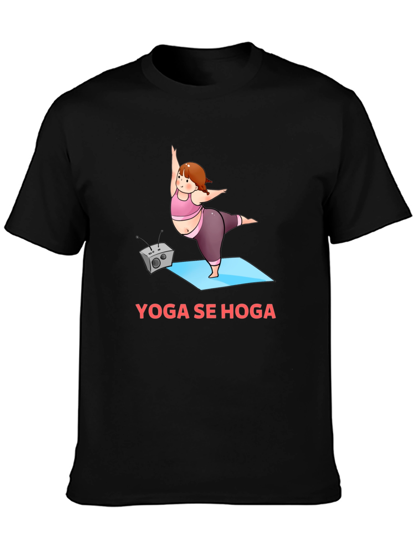Yoga Se Hoga Graphic Tee - Black Cotton Blend T-Shirt