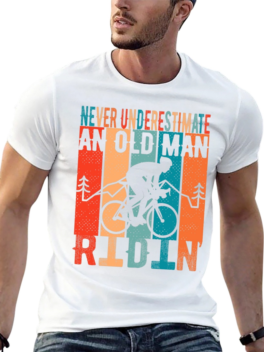 Old Man Riding Bike Graphic T-Shirt