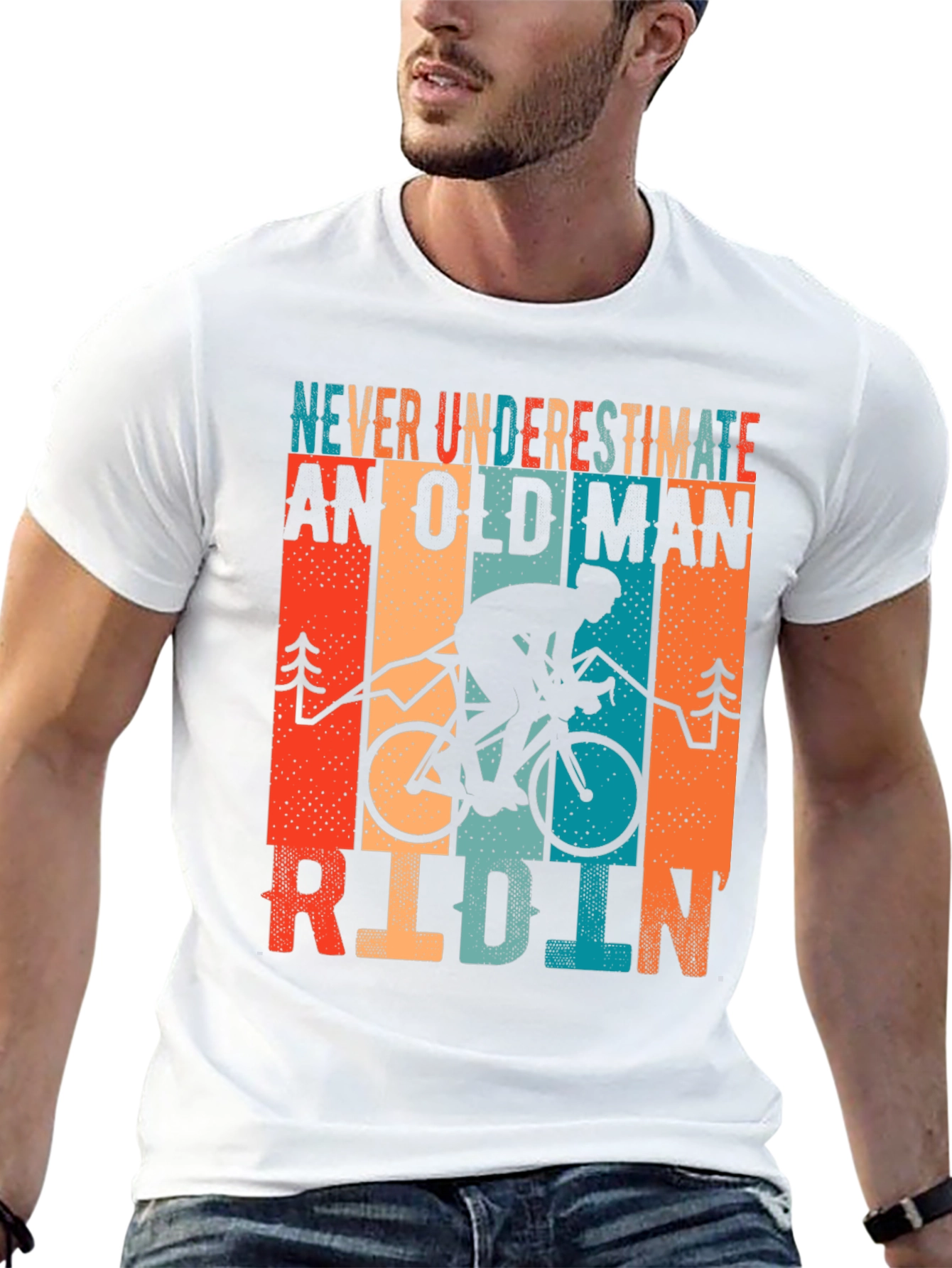 Old Man Riding Bike Graphic T-Shirt