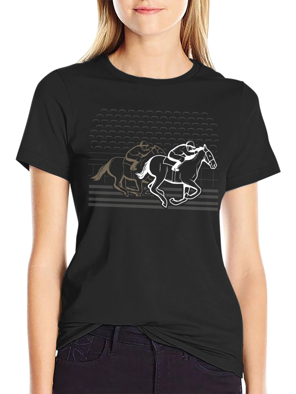 Equestrian Race T-Shirt - Black Graphic Tee