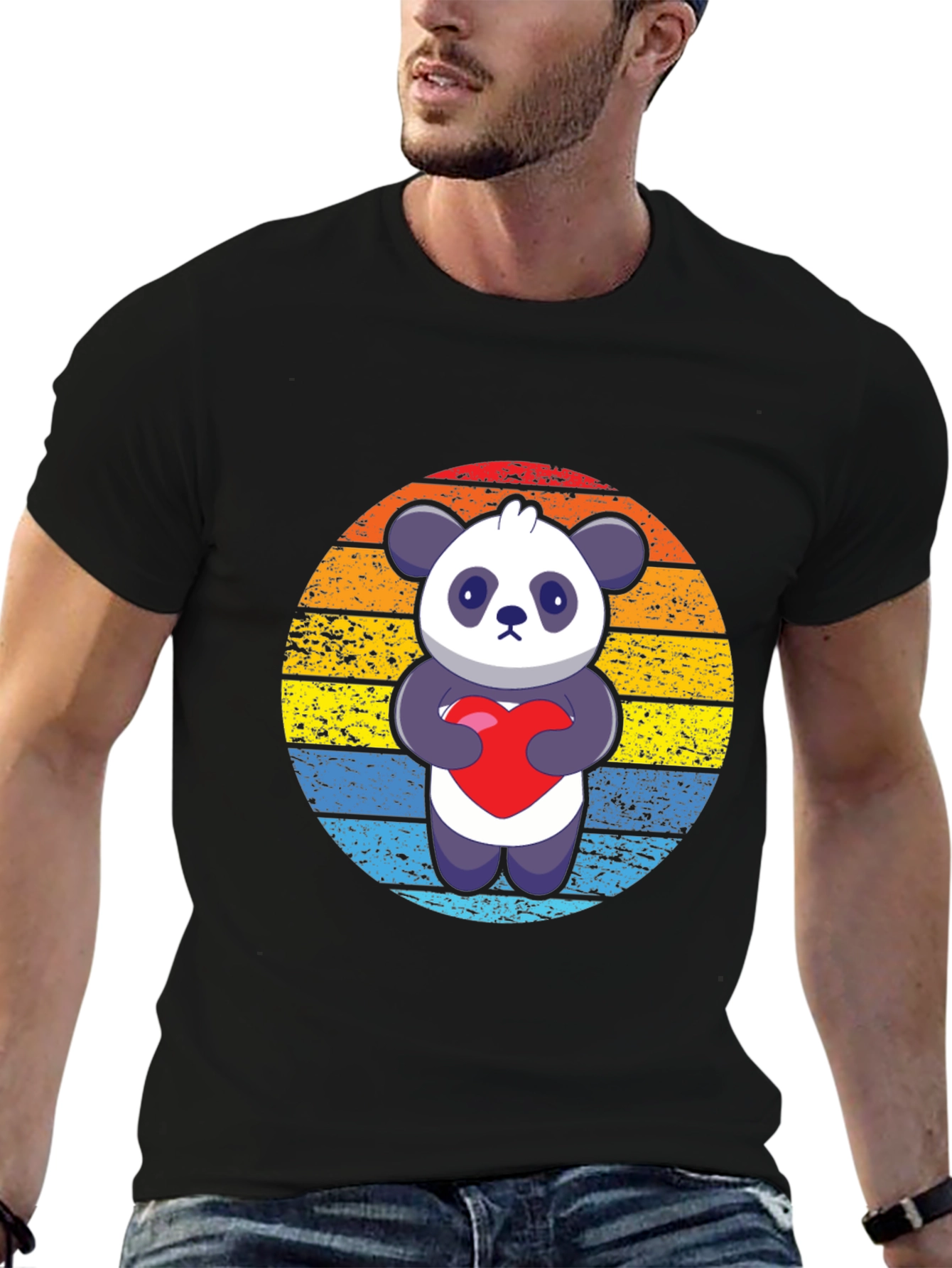 Panda Love Graphic Tee - Mens Black T-Shirt