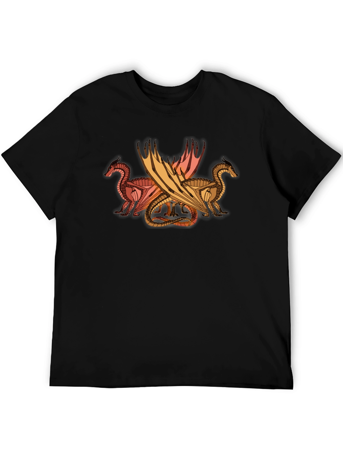 Dragon Trio Graphic Tee - Black Cotton T-Shirt