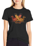 Dragon Trio Graphic Tee - Black Cotton T-Shirt