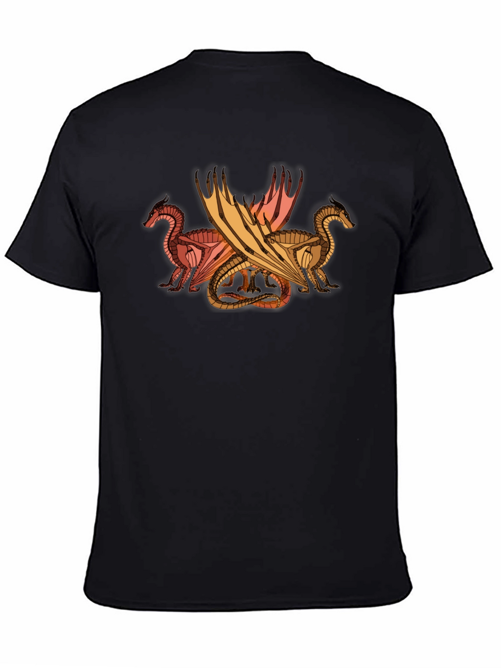 Dragon Trio Graphic Tee - Black Cotton T-Shirt
